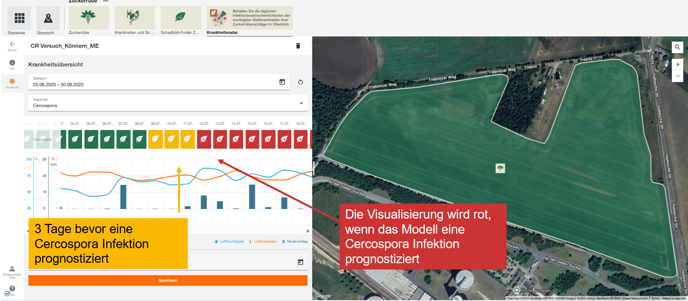 Einblick in den Cercospora Applikationsmanager aus myKWS