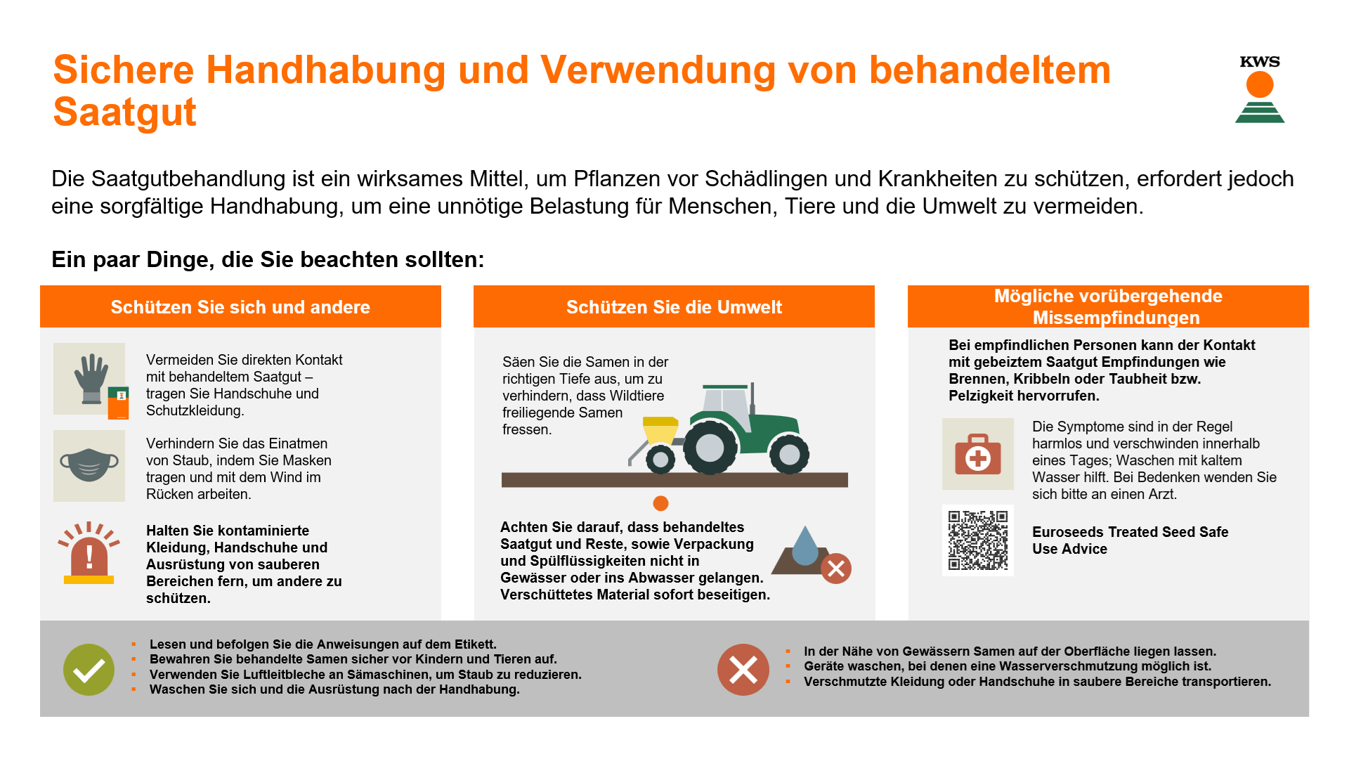Sichere Handhabung Saatgut