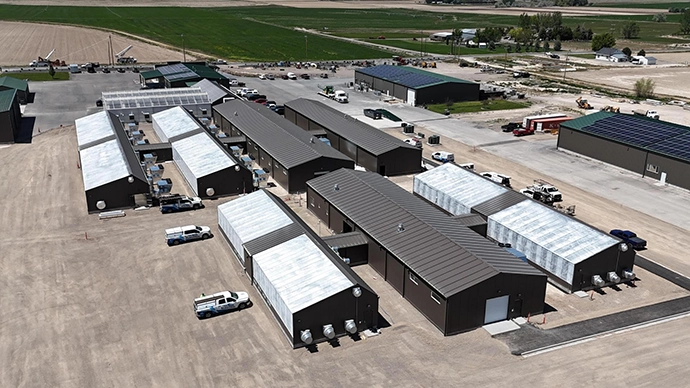 Drone image of the newly expanded KWS Research Station in Kimberly, Idaho